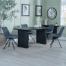 Charlton Fluted Black Dining Set - Messina Fabric Swivel Dining Chair