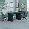 Charlton Fluted Black Dining Set - Messina Fabric Swivel Dining Chair
