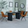 Charlton Fluted Black Dining Set - Messina Fabric Swivel Dining Chair