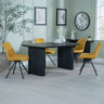 Charlton Fluted Black Dining Set - Messina Fabric Swivel Dining Chair