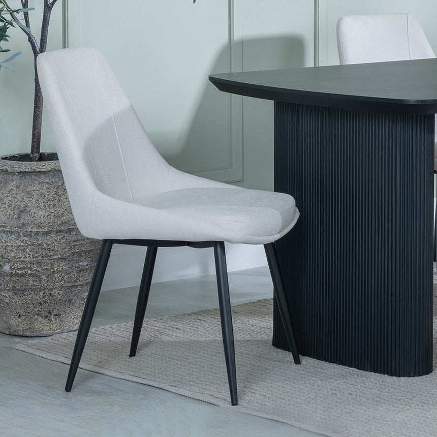 Charlton Fluted Black Dining Set - Rovereto Fabric Dining Chair