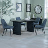 Charlton Fluted Black Dining Set - Rovereto Fabric Dining Chair