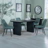 Charlton Fluted Black Dining Set - Rovereto Fabric Dining Chair