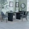 Charlton Fluted Black Dining Set - Rovereto Fabric Dining Chair
