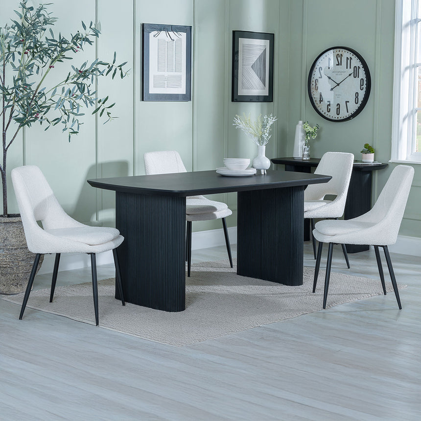 Charlton Fluted Black Dining Set - Stansbury Fabric Dining Chair