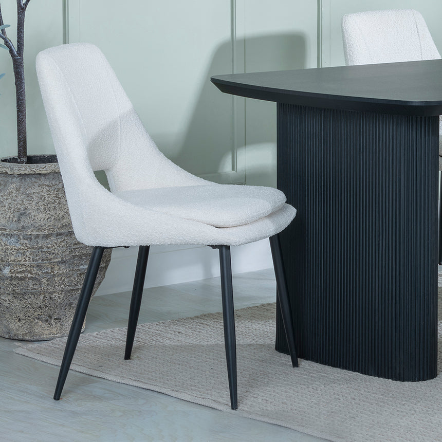 Charlton Fluted Black Dining Set - Stansbury Fabric Dining Chair