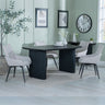 Charlton Fluted Black Dining Set - Torres Fabric Swivel Dining Chair