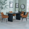 Charlton Fluted Black Dining Set - Torres Fabric Swivel Dining Chair