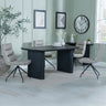 Charlton Fluted Black Dining Set - Tuscany Leather Swivel Dining Chair