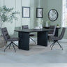 Charlton Fluted Black Dining Set - Tuscany Leather Swivel Dining Chair