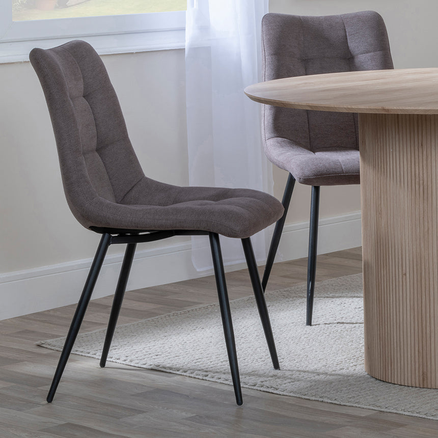 Charlton 4 Seater Fluted Round Dining Set - 4 Bolzano Fabric Dining Chair
