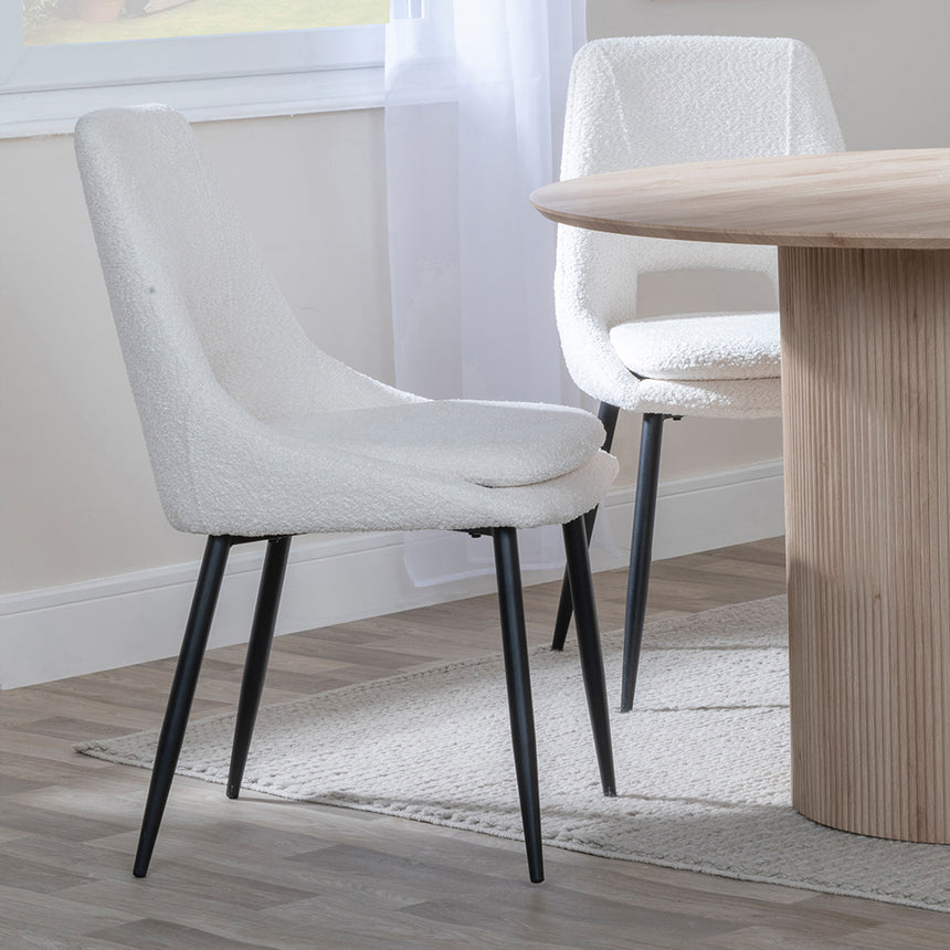 Charlton 4 Seater Fluted Round Dining Set - 4 Stansbury Fabric Dining Chair