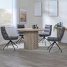 Charlton Fluted Oak 4 Seater Round Dining Set - Tuscany Leather Swivel Dining Chair