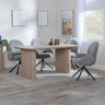 Charlton Fluted Oak Dining Set - Altavista Fabric Swivel Dining Chair