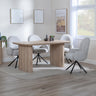 Charlton Fluted Oak Dining Set - Altavista Fabric Swivel Dining Chair