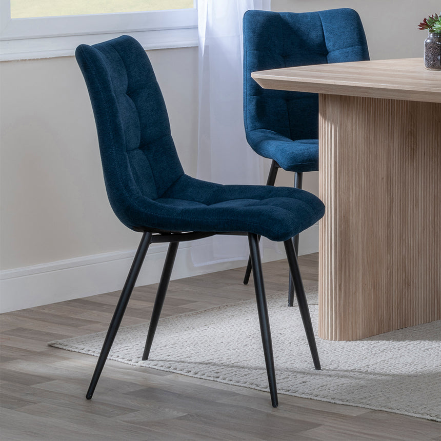 Charlton 6 Seater Fluted Dining Set - Bolzano Fabric Dining Chair
