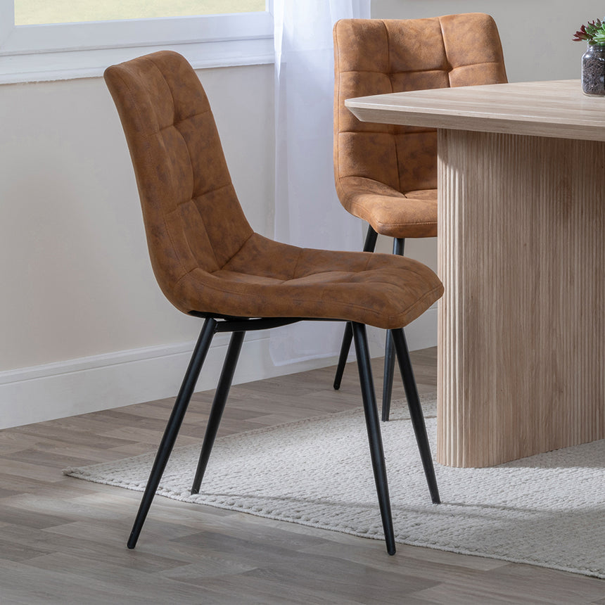Charlton 6 Seater Fluted Dining Set - Bolzano Fabric Dining Chair