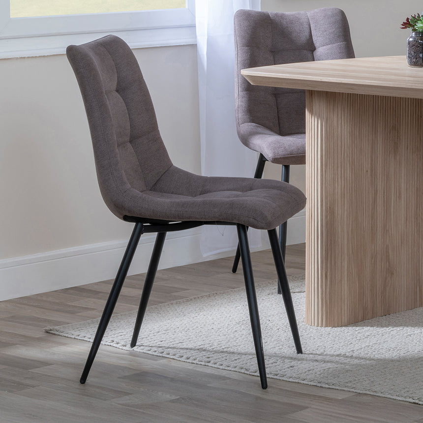Charlton 6 Seater Fluted Dining Set - Bolzano Fabric Dining Chair