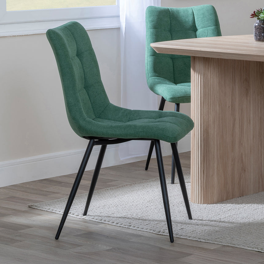Charlton 6 Seater Fluted Dining Set - Bolzano Fabric Dining Chair