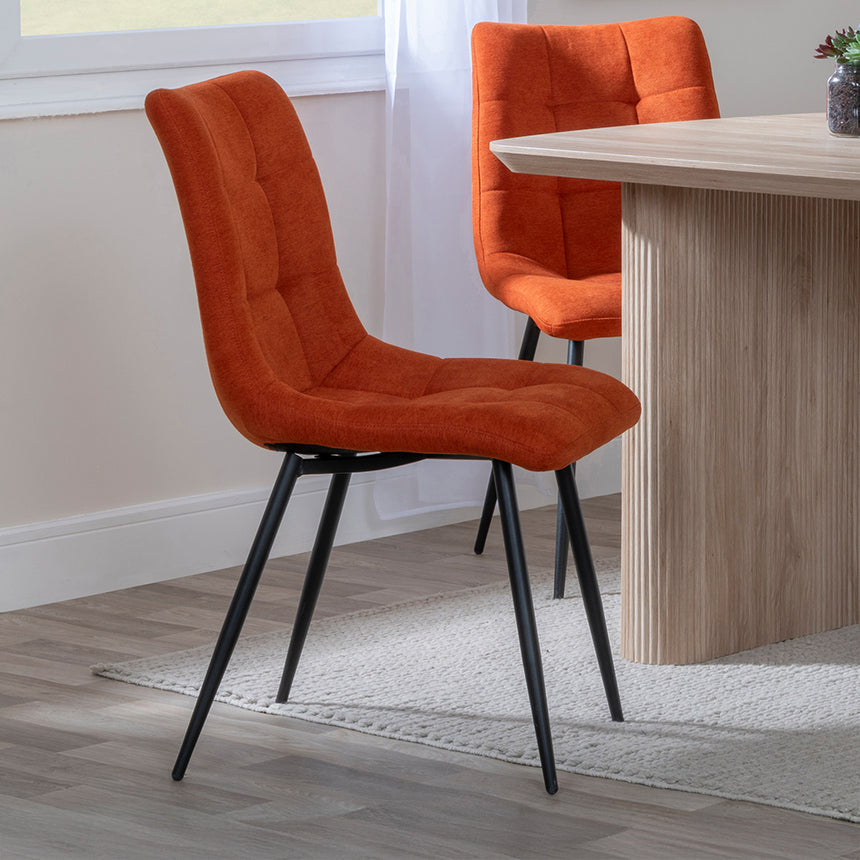 Charlton 6 Seater Fluted Dining Set - Bolzano Fabric Dining Chair