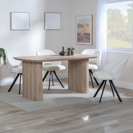 Charlton 6 Seater Fluted Dining Set - Burano Velvet Fabric Swivel Dining Chair