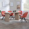 Charlton Fluted Oak Dining Set - Burano Velvet Fabric Swivel Dining Chair