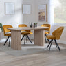 Charlton Fluted Oak Dining Set - Burano Velvet Fabric Swivel Dining Chair