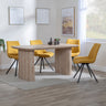 Charlton Fluted Oak Dining Set - Messina Fabric Swivel Dining Chair