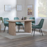 Charlton Fluted Oak Dining Set - Rovereto Fabric Dining Chair