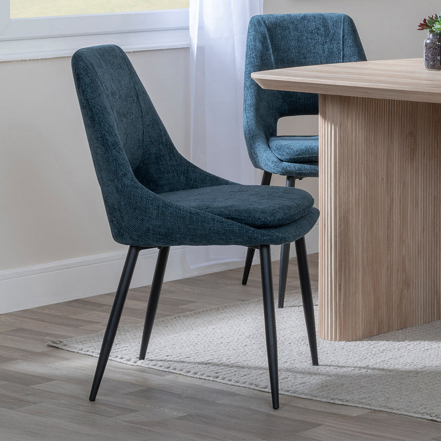 Charlton Fluted Oak Dining Set - Stansbury Fabric Dining Chair