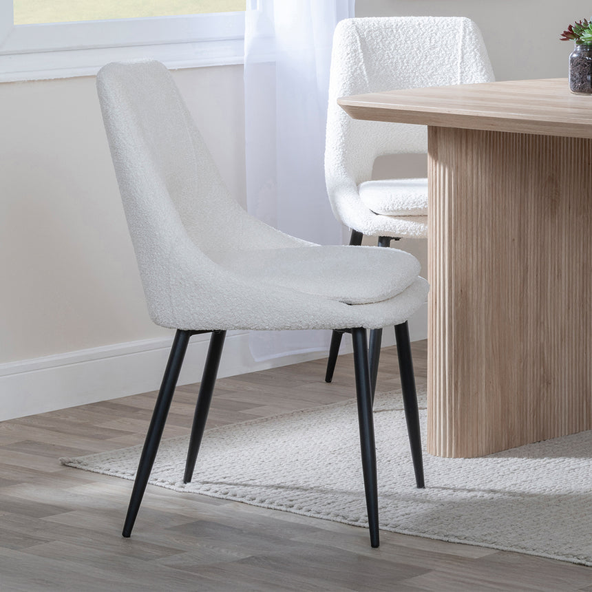 Charlton Fluted Oak Dining Set - Stansbury Fabric Dining Chair