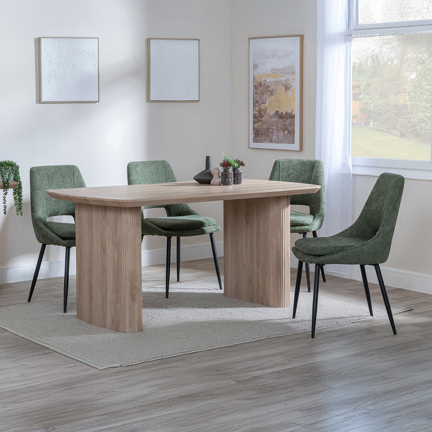 Charlton Fluted Oak Dining Set - Stansbury Fabric Dining Chair
