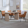 Charlton Fluted Oak Dining Set - Torres Fabric Swivel Dining Chair