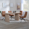 Charlton Fluted Oak Dining Set - Tuscany Leather Swivel Dining Chair