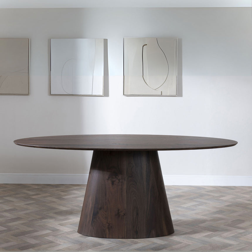 Chiswick 6 Seater Oval Dining Table with Pedestal Base - 180cm