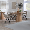 Chiswick Oak Oval Dining Set - Burano Velvet Fabric Swivel Dining Chair