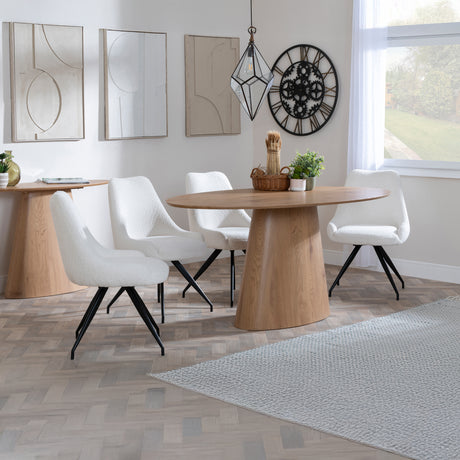 Chiswick Oak Oval Dining Set - Diana Velvet Fabric Swivel Dining Chair