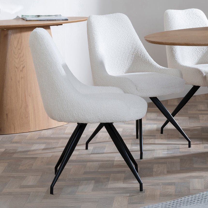 Chiswick Oak Oval Dining Set - Diana Grey Velvet Fabric Swivel Dining Chair