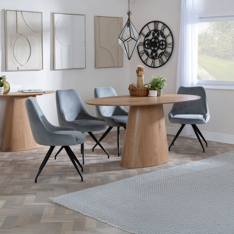Chiswick Oak Oval Dining Set - Diana Velvet Fabric Swivel Dining Chair