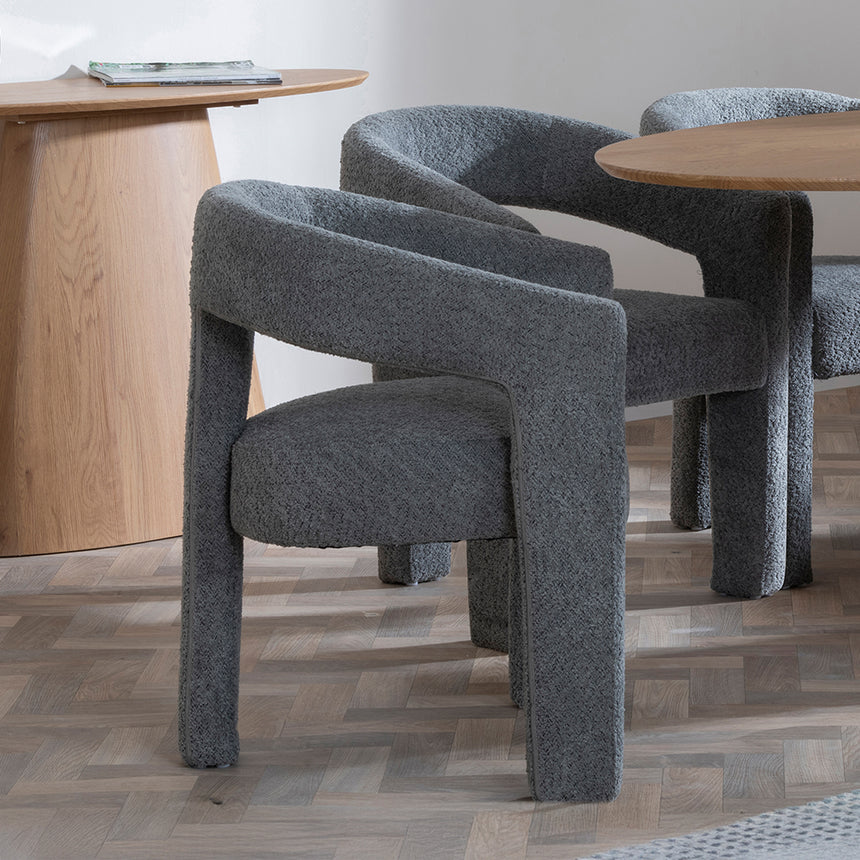 Chiswick Oak Oval Dining Set - Killen Boucle Fabric Dining Chair
