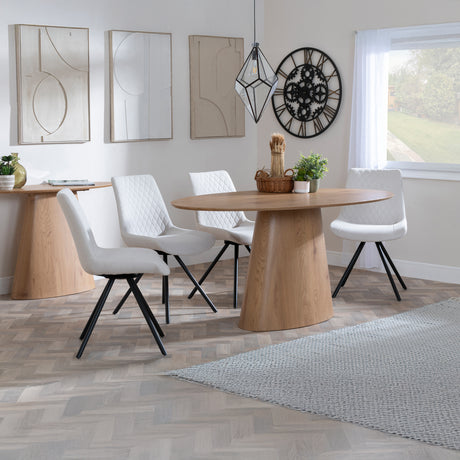 Chiswick Oak Oval Dining Set - Messina Fabric Swivel Dining Chair