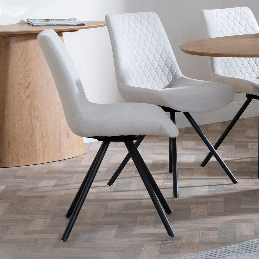 Chiswick Oak Oval Dining Set - Messina Fabric Swivel Dining Chair