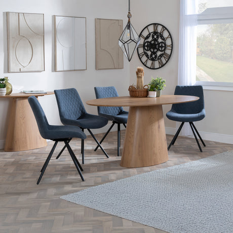 Chiswick Oak Oval Dining Set - Messina Fabric Swivel Dining Chair