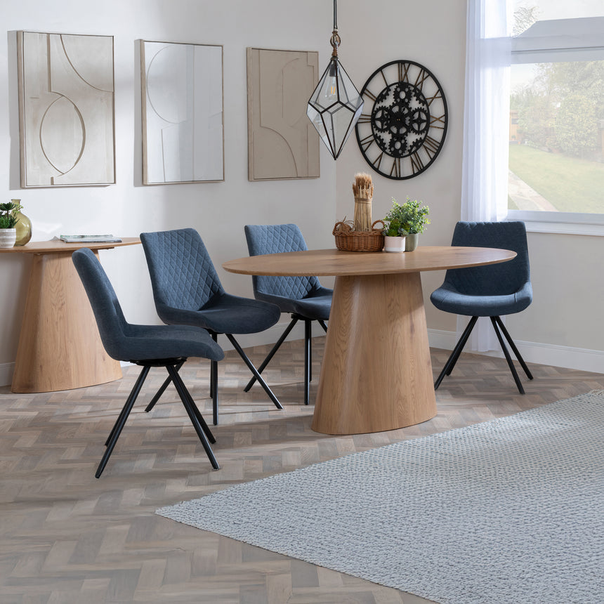 Chiswick Oak Oval Dining Set - Messina Fabric Swivel Dining Chair