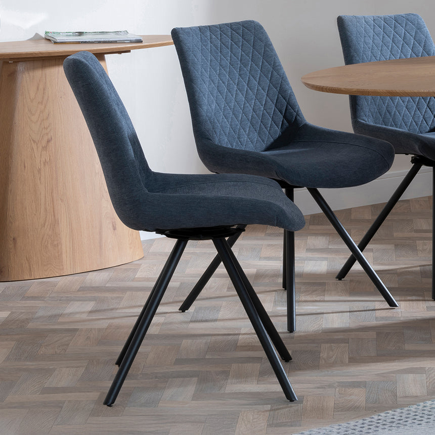 Chiswick Oak Oval Dining Set - Messina Fabric Swivel Dining Chair