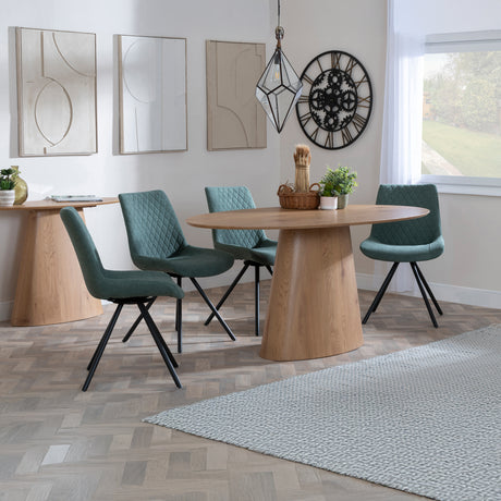 Chiswick Oak Oval Dining Set - Messina Fabric Swivel Dining Chair