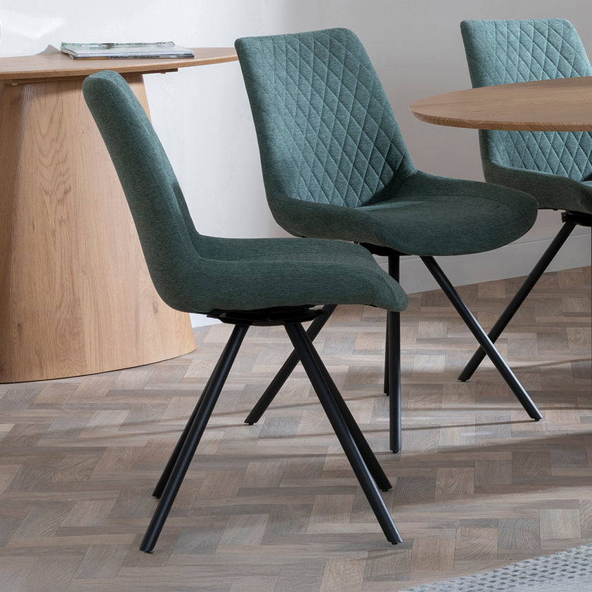 Chiswick Oak Oval Dining Set - Messina Fabric Swivel Dining Chair