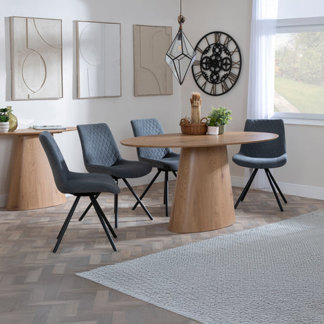 Chiswick Oak Oval Dining Set - Messina Fabric Swivel Dining Chair