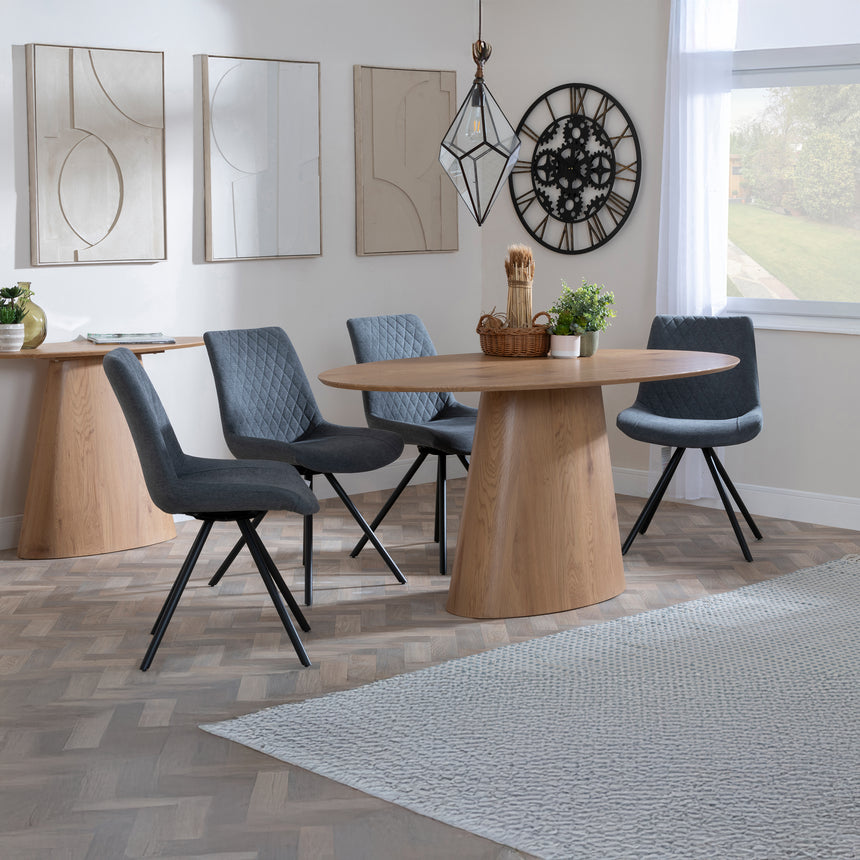 Chiswick Oak Oval Dining Set - Messina Fabric Swivel Dining Chair