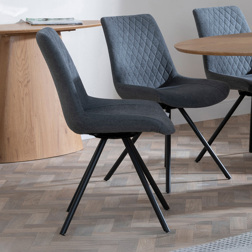 Chiswick Oak Oval Dining Set - Messina Fabric Swivel Dining Chair